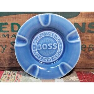 Blue Rookwood Pottery Advertising Ashtray Boss Kerosene Ranges